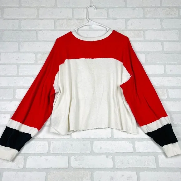 47 Brand Kansas City Chiefs Cropped Long Sleeve Colorblock Shirt Red White XL - Picture 15 of 16